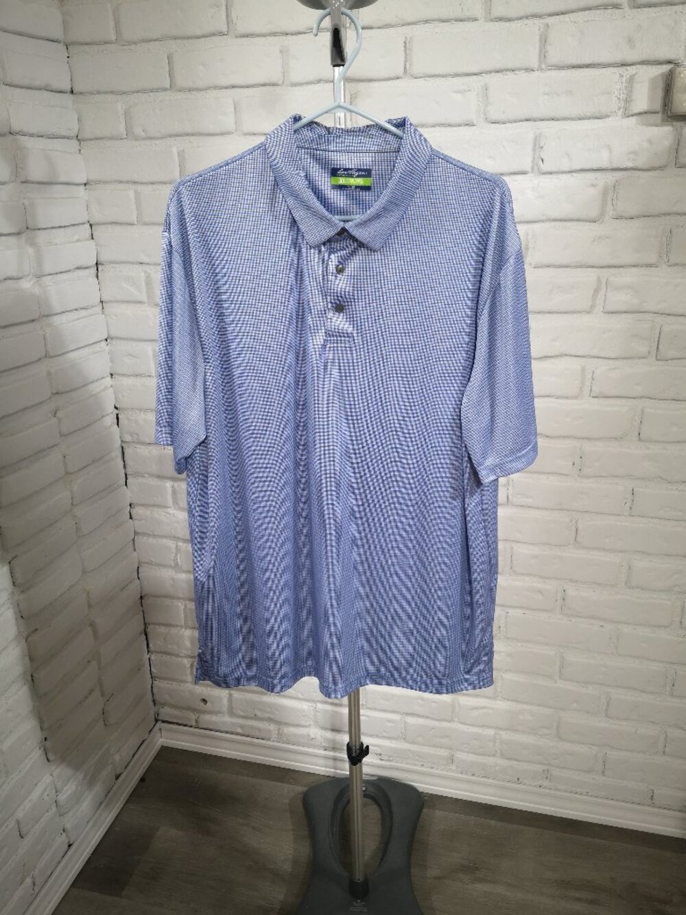 Ben Hogan Performance Men's Size XL Blue/Tan Plaid Short Sleeve Golf Polo